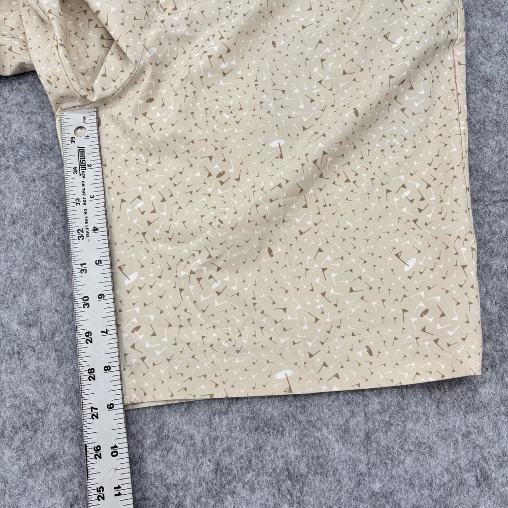 Adidas Golf Shorts Mens 32 Tan Beige All Over Golf Flag Print Performance - Picture 8 of 11